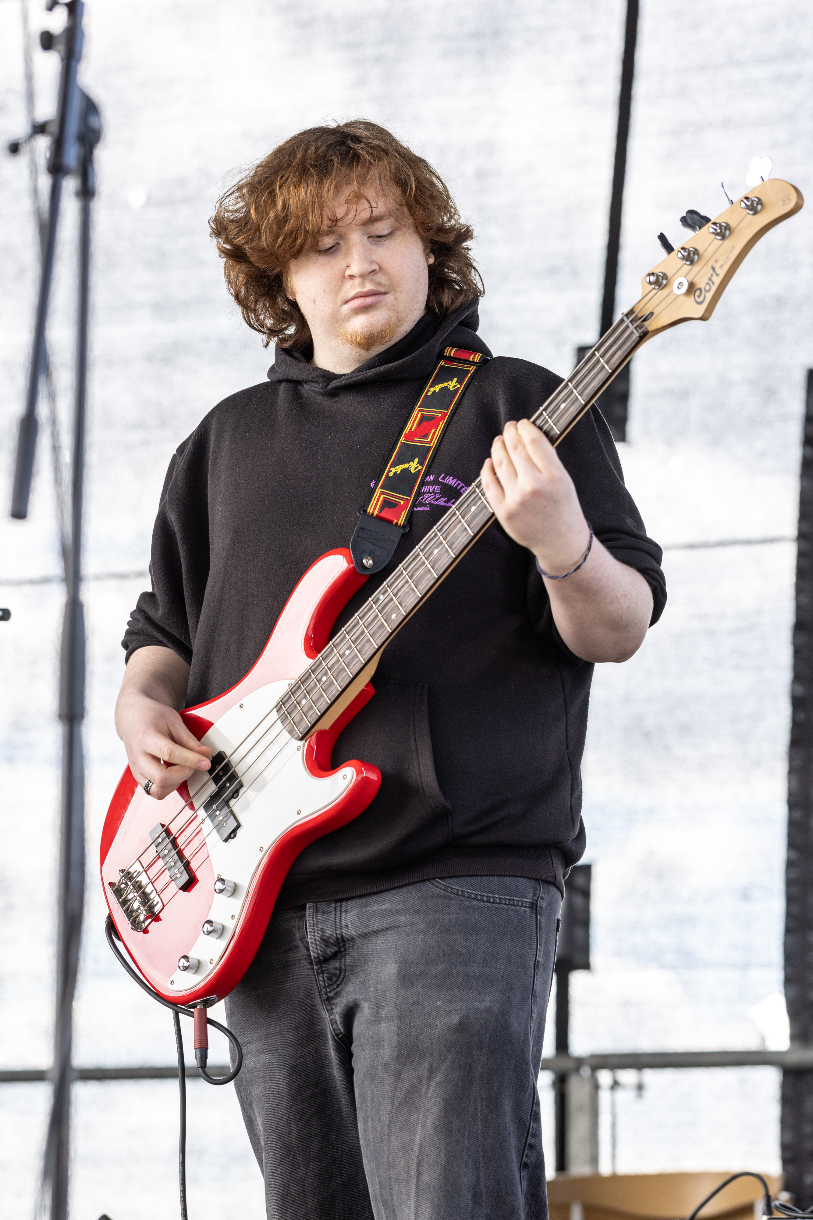 Person playing guitar. 